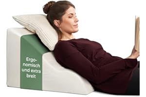 ‎WELL B4 Lesekissen für Bett und Sofa, Bequemes Rückenkissen mit Memory Foam, Reflux Kissen verwendbar als Keilkissen Bett, Bettkissen Rückenlehne oder Kopfende, Gemütlicher Bettkeil als angenehme Rückenstütze