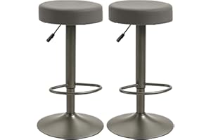 HOMCOM Set di 2 Sgabelli da Bar con Poggiapiedi, Sgabelli da Cucina Girevoli con Altezza Regolabile, 35x36x64-85cm, Grigio