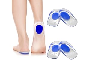 TERJBG 2 Paar Fersensporn Einlagen, Fersenpolster Fersenschutz für Schuhe, Gel Fersenkissen Fersenpolster Silikon, für Plantar Fasciitis Fersensporn und Achillesschmerzen (EU 34-39)