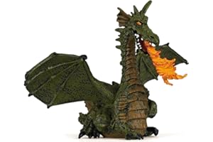 Papo 39025 Zielony skrzydlaty smok z płomieniem Zaczarowany Świat Figurka Wielokolorowa