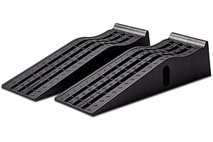cartrend Zestaw ramp najazdowych do samochodów osobowych, 3 tony, do 235 mm, pomost podnośnikowy, tworzywo sztuczne, z ochroną przed przejechaniem, 2 sztuki