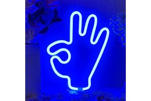 YUEYYNS Luci al neon gesto Insegna al neon ok gesto luci al neon da parete per feste di halloween,natale,bar,camera da letto alimentate a batteria o USB