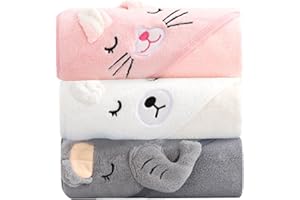JT2D Cape De Bain Bébé À Capuche, Serviette Extra Douce Et Absorbante, Lot De 3, Cadeau Naissance