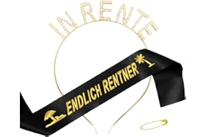 FloralGrace 2 Pcs Rente Schärpe & Haarreif Ruhestand Accessoires “Endlich Rentner” & “In Rente” Geschenk Für Pensionierung Party Abschiedsfeier Party Rente Deko