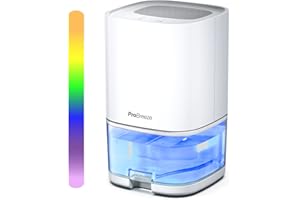 Pro Breeze Elektryczny osuszacz powietrza 1000 ml ze światłami LED i 4-godzinnym timerem, pochłaniacz wilgoci, odporny na pleśń, mini osuszacz do łazienki, piwnica, sypialnia, biały