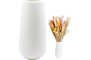 CICIING Wazon ceramiczny biały 20cm wysokości Gładka powierzchnia, nowoczesne wazony na kwiaty do dekoracji wnętrz, dekoracyjne wazony na trawę pampasową, wazon boho na świeże kwiaty suszone kwiaty