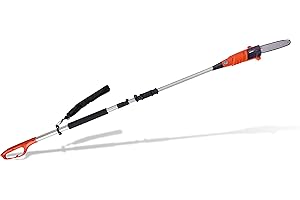 eSkde 600w Long Reach Pole Chainsaw & Pruner with 12” Multi Angle Blade for Cutting Branches and Trees with 10m Cable and Telescopic Aluminium Pole