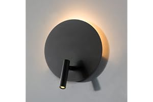 DAWALIGHT Lampada da Lettura a Muro Nero 6W + 3W Applique da Lettura Regolabile con LED 3000K Bianco caldo Moderna Applique da Parete per Libro Comodino Camper Interni