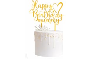 SIGNKRAFT3D Happy Birthday Mummy Cake Topper – Elegant Glitter Gold, Silver, Black & Copper Decoration with Heart Design for 