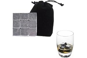 WSELTRIUM 9 Pierres à Whisky en Granit - Glaçons Réutilisables Élégants pour Conserver l'Aromat de Vos Alcools
