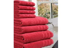 Casabella Luxury 100% Egyptian Cotton Towel Bale - 8 Pieces - 550 Gsm Xlarge Sizes_Red_8 Pieces Set