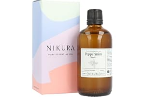Nikura Peppermint Essential Oil - 100ml | Perfect for Repelling Spiders, Rats, Mice, Bugs, Ants | Great for Hair, Headaches Relief, Energy Boost, Skin, Candle Making | Vegan & UK Made