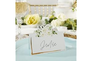 Kate Aspen 28545NA Botanical Garden, Paper, Sage Green Party Decorations, Eucalyptus Floral Print Tented Seating Place Card (Set of 50)