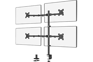 WALI Supporto Monitor per 4 Schermi fino a 27 Pollici, Ergonomica Inclinazione e Rotazione Braccio Monitor Scrivania con Morsetto,VESA 75x75/100x100 mm(M002)