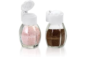 METALTEX Glass Salt and Pepper Set, 40ml, White
