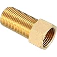 sourcing map Brass Threaded Pipe Fitting G1/2 Male x G1/2 Female Adapter 50mm Length