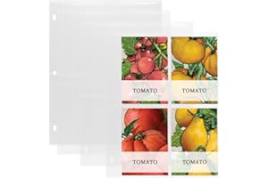 Baskiss 100 Pockets Garden Seeds Storage Sleeves, 4 Pocket Pages 9.1 x 13.4 cm, 240 Microns Thick Heavy-Duty Page Sheet Protector for Photos, Sport & Game Cards, Fits Standard 3 Ring Binder (25 Pack)