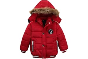 SOSOUL Boys Winter Down Jacket Coat Waterproof Faux Fur Hooded Parka Kids for 2-6 Years Teenage Snowsuit Outerwear