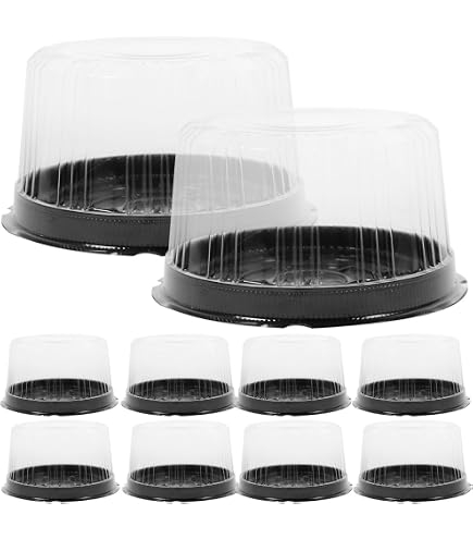 50 Mini Contenitori Per Torte In Plastica Trasparente Con Base Nera: Ideali Per Muffin, Cupcake, Dolci E Feste - 4