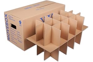 KK Verpackungen® Gläserkartons mit 15-30 Fächern | 5 Stück, Geschirr- & Flaschenkartons für den Umzug | 2-wellige Umzugskartons Kisten