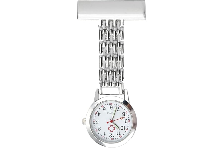 OMCGG Nurses Fob Watch, Alloy Quartz Movement Doctor Pocket Watches Easy Read Lapel Pin Watch Glow in The Dark Clip-on Hanging Pendant Brooch for Nurse Doctor