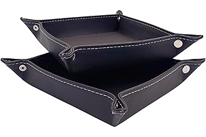 Diko.style® Set 2 Vassoi 24cm Svuotatasche da Ingresso in Pelle PU | Corridoio, Camera Da Letto e Scrivania | Vassoio per Gioielli | Cioccolato | Vassoio Organizzatore