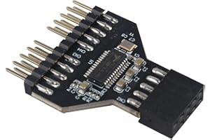 HALJIA 9-pinowy nagłówek USB męski 1 do 2 żeński przedłużacz rozdzielacz kabel adapter płyta główna USB 2.0 hub 9-pinowy do podwójnego 9-pinowego interfejsu złącze rozdzielacz portu