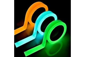 XTDMJ Lot de 3 rubans fluorescents, ruban lumineux auto-adhésif de 10 mm x 3 m, ruban lumineux étanche pour panneaux et signaux de sécurité (vert, bleu, orange)