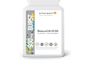 Antarctic Sourced Krill Oil 500mg 90 Capsules - Omega 3 Fatty Acids Supplements - EPA, DHA, Natural Astaxanthin & Marine Phospholipids - UK Produced by ActiveBurst