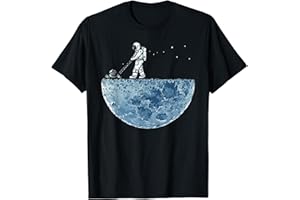 Abbigliamento Missione Luna Astronauta che falcia il prato della luna Maglietta Unisex - Bambini e adulti, T-Shirt, Cartoon Astronaut Theme, Nero, Small