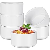 ICEBLUEOR Porcelain Ramekins Set of 6,100ml White Ceramic Creme Brulee Ramekins,Souffle Dish Small Oven Dish for Air Fryer Ra
