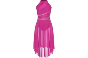 CHICTRY Women's Lyrical Dance Costume Halter Sleeveless Modern Contemporary Dance Dress