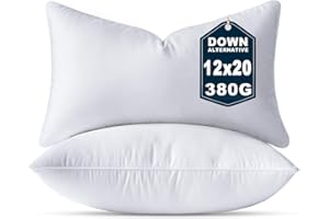 OTPIPCS 30 x 50 CM Cushion Insert Set of 2 Down Alternative 12 x 20 Inch Throw Pillow Inserts Small Lumbar Decorative Cushion White Rectangle Pillows Stuffing for Living Room Couch Bed Sofa Cushions