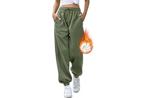 EBANKU Pantalon de survêtement doublé Sherpa pour Femme Pantalon de Jogging Thermique doublé en Polaire avec Poches - Bas épais et Chaud pour l'hiver Survêtement pour Loisirs Gym et Jogging