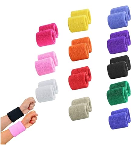 6 Pièces Absorbants Poignet Bandeau Bracelets De Sport Pour Enfants Bandeaux De Poignet Élastiques En Éponge Coloré Sport Poignet Bandeau Pour Sport, Course À Pied, Exercice, Football,Basket-Ball