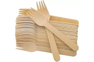 PARENCE.- Set di 100 forchette in legno - Posate in legno usa e getta, forchette Utensili ecologici e biodegradabili per feste, compleanni, campeggio, picnic 100 pezzi - 15,6 cm