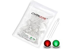 Chanzon 100 pcs 3mm Red & Green LED Diode Lights (Bicolor Common Cathode Diffused Round) Lighting Bulb Lamps Electronics Components Light Emitting Diodes