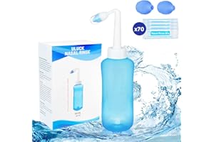 ULUCK 70 x Nasal Wash Salt + Sinus Rinse Bottle 300 ml, Sinus Rinse Kit,Nasal Rinse,Neti Pot,Nasal Irrigation,Nasal Spray for Adult & Kid