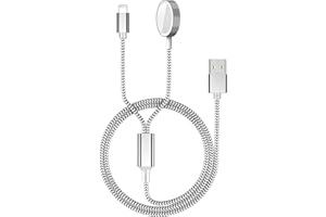 E-POWIND 2 in 1 Watch Ladekabel, für iWatch und Phone Ladekabel, Magnetisch USB Nylon Geflochtenes Tragbares Uhr Ladegerät Kompatibel mit iWatch Series 8/8 ultra/SE/7/6/5/4/3/2/1 & Phone/Pad Pro