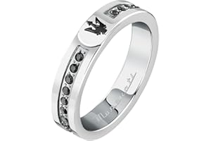 MASERATI Anello Uomo in Acciaio, PVD Nero, Pietra, Collezione Iconic - JM423AVD30019