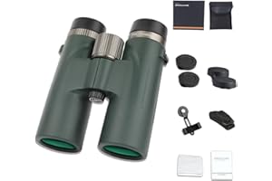MEIION Warmax Binoculars Jumelles 12 x 42 HD - Imperméables et Haute Performance - Vision Nocturne Basse Lumière - Idéales pour l'Observation des Oiseaux, Randonnée, Chasse et Tourisme - Vert Foncé