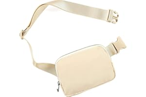 DWDC Mini Belt Bag for Women and Men with Adjustable Strap Small Waist Pouch for Workout Travel Running Hiking, Beige