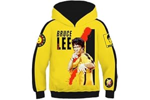 ACSEFIRE Sweat Kung Fu Enfants Bruce Lee imprimé à Manches Longues Sweat à Capuche Enfant drôle Dessin animé Pantalons de survêtement Pantalon pour Les Fans de Bruce Lee