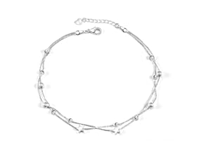 VGWON Cavigliera da Donna in Argento 925 con Perline a Doppio Strato a Forma di Stella, Design di Nicchia Semplice ed Elegante per Donne e Ragazze