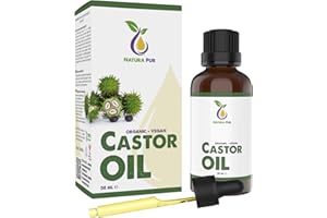 NATURA PUR Olejek rycynowy 50 ml, wegański olejek rycynowy – naturalne i czyste serum do rzęs i brwi – również do włosów, twarzy, ciała, skóry i dłoni