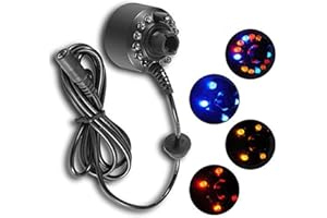 Zetiling 1pcs coloré Mist Maker, 12 humidificateur d'air d'atomiseur léger à LED, avec Adaptateur Secteur 110-240v, Nous branchez, pour Bassin d'eau de Fontaine(EU Plug 220V)