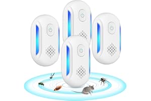 DOBWGXZ 4 Pack Ultrasonic Pest Repeller, Mice Repellent, Insect Repellent Plug In, Effective Indoor Pest Control for Mouse, Spider, Cockroach,Fly Etc, Safe for Humans and Pets