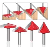 BIGP Set of 6 V-Groove Mills with 8mm Shank 60&deg; 90&deg; 120&deg; Wood Making 3D CNC Router Tungsten Steel Engraving Sharp V Groove Bi