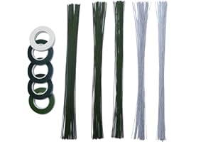 CCINEE 10 Pieces Floral Tape and Floral Wire Set Value Pack for Bouquet Stem Wrap Floral Arranging Craft Projects Corsages, Floral Arrangement Kit
