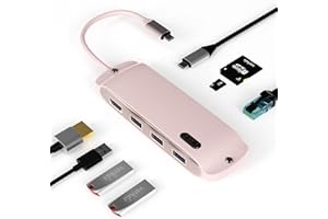 VARKDA USB C Hub,USB C Adapter 8in1 Rosa Mundharmonika,mit Gigabit RJ45 Ethernet,3×USB,4K HDMI,100W PD und SD/TF, Dockingstation Kompatibel mit MacBook Pro & Air USB C Laptops und Anderen Typ C Geräten